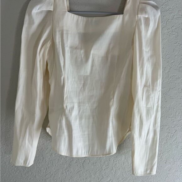 & Other Stories Cream Square Neck Button-Up Blouse Size 0 - Picture 6 of 11